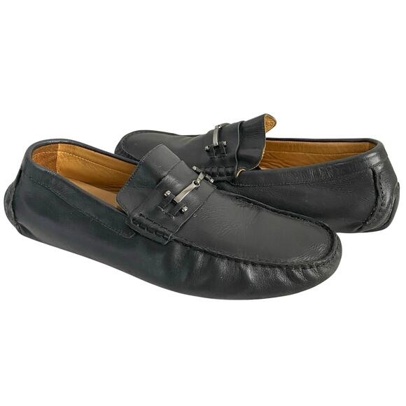 Saks Fifth Avenue Black Label Leather Moc Slip On Driving Loafer SZ 11 Old Money - Picture 2 of 11